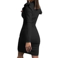 thumbnail image 3 of safuny Women's Knee Length Pencil Dress Solid Diamond Holiday Elegant Leisure Zipper Long Sleeve Retro Fashion Winter Scoop Neck Fall Dress Black L, 3 of 7