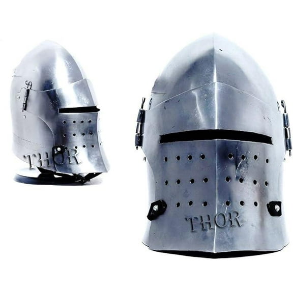 THOR INSTRUMENTS Medieval Barbuta Visored Steel Knight Armour Helmet Rustic Vintage Home Decor Gifts