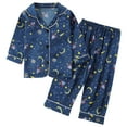 thumbnail image 2 of Antinious A Long-Sleeved Solid Color Casual Home Wear Set Suitable for Boys and Girls,Toddler Winter Long Sleeve Sleepwear Outfits Sets,Kids Long Sleeve Air-conditioned Home Clothes Suit,Navy,130, 2 of 5
