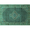 thumbnail image 1 of Ahgly Company Indoor Rectangle Medallion Turquoise Blue Traditional Area Rugs, 8' x 10', 1 of 4