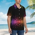 thumbnail image 5 of Balery Colorful Sparkling Print Men's Hawaiian Shirts Short Sleeve Beach Shirt Relaxed Fit Vacation Button Down Shirts-X-Large, 5 of 9