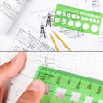 thumbnail image 4 of Juego de herramientas de dibujo para arquitectos y constructores, plantillas de plástico transparente verde de elección profesional, juego de 11 plantillas precisas para oficina, estudio de arte,, 4 of 5