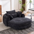 thumbnail image 1 of Noble House Oversized Chaise Lounge Chair,Deep Seat Chenille Sleeping Couch,Black, 1 of 10