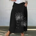 thumbnail image 2 of Mrat Skirt for Women Women's Casual Retro Floral Skirts Linen Elastic Waist Pleated Maxi Skirt with Pockets Plus Size Skirts S-242 Black XL, 2 of 5