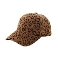 thumbnail image 2 of Grandest Birch Hook Loop Fasteners Baseball Cap Extended Brim Warm Leopard Print Plush Outdoor Hat for Fall Winter, 2 of 8