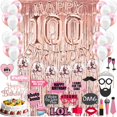 thumbnail image 4 of 100 Birthday Decoration Rose Gold, 100 Party Supplies Decoration, 100th Sash, 100 Cake Topper, 100th Photo Props, confetti Balloons, Curtain, 4 of 4