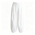 thumbnail image 6 of Aimik Women's Elastic Waist Cotton Blend Balloon Pants Drawstring Casual Loose Trousers Breathable Summer Bottoms, 6 of 6
