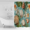 thumbnail image 4 of Small Stall Shower Curtain 48x72 Inch Narrow Half Size Summer Tropical Bath Curtains Bathroom Decor Coastal Shell Flower Palm Leaf Waterproof Fabric Shower Curtain Set with Hooks 48 Inch, 4 of 6