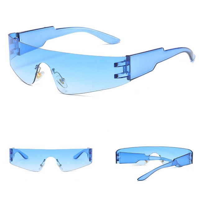 TINZ Unisex Rimless Punk Style Sunglasses Tile Design Colorful Fashion Eye Wrap around for Men And Glasses