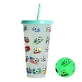 thumbnail image 1 of Luminous Straw Cups Christmas Color Changing Cup with Lid Gift (Green Football Game), 1 of 7