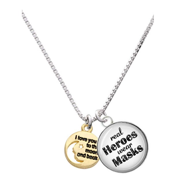 Delight Jewelry Delight Jewelry Goldtone Small I Love You To The Moon Dome Real Heroes Wear Masks Charm Necklace Walmart Com Walmart Com