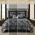 thumbnail image 5 of Lanco Black Sliver Comforter Set California King Size, 7 Piece Jacquard Floral Bedding Set, All Season, Ultra-Soft, Matching Pillows & Shams, Bed Skirt, 5 of 7