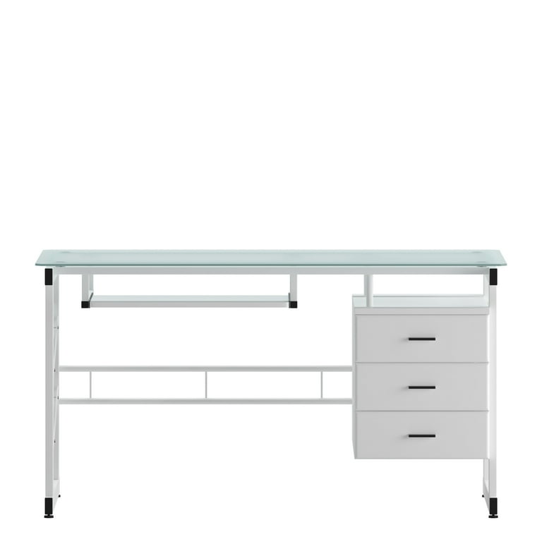 Frosted glass computer desk discount