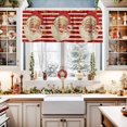 thumbnail image 2 of Red Santa Christmas Curtain Valance for Windows/Living Room/Kitchen/Bathroom/Café, Short Rod Pocket Tier Curtain Window Treatment Panel Xmas Snowflake Red Striped Topper Curtain 42''x18'', 2 of 6