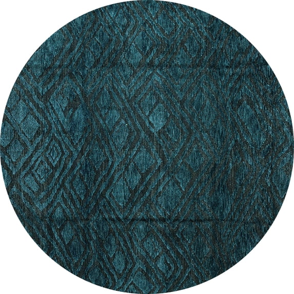 Ahgly Company Indoor Round Abstract Light Blue Modern Area Rugs, 4' Round