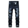 thumbnail image 2 of adviicd Mens Fashion Jeans Men's Skinny Slim Fit Ripped Distressed Stretch Jeans Pants Dark Blue,L, 2 of 3