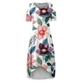 thumbnail image 4 of USSUMA Dresses For Women Party Casual,Women's Cold Shoulder Plus Size Casual Long Swing Dress Summer Ladies Floral Crewneck Party Beach Maxi Dress Sundresses, 4 of 5
