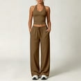 thumbnail image 2 of uvwlwu Women 2 Piece Workout Outfit Racerback Tank Top Waist Wide Leg Pants with Pockets Casual Set for Running Yoga Fitness Activities,XL, 2 of 9