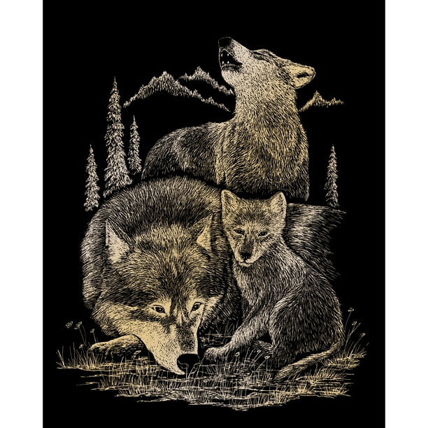 Gold Foil Engraving Art Kit 8"X10"Wolves