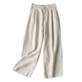 thumbnail image 2 of Kureaily Linen Pocket Elastic Breathable Trousers Loose Cotton Waist Pant Womens Pants Women's Casual Trousers, 2 of 3