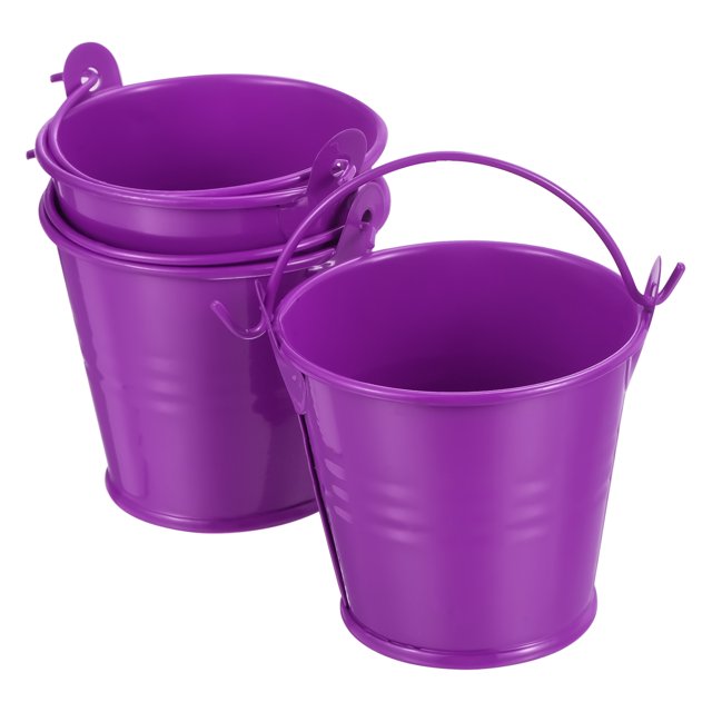 Cubos metálicos pequeños de 2"x2" Coloridos cubos lindos de caramelos pequeños cubos decorativos con asas moradas 3 paquetes