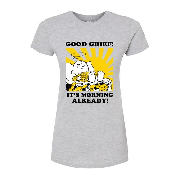 Peanuts - Its Morning Already - Juniors Fitted Graphic T-Shirt