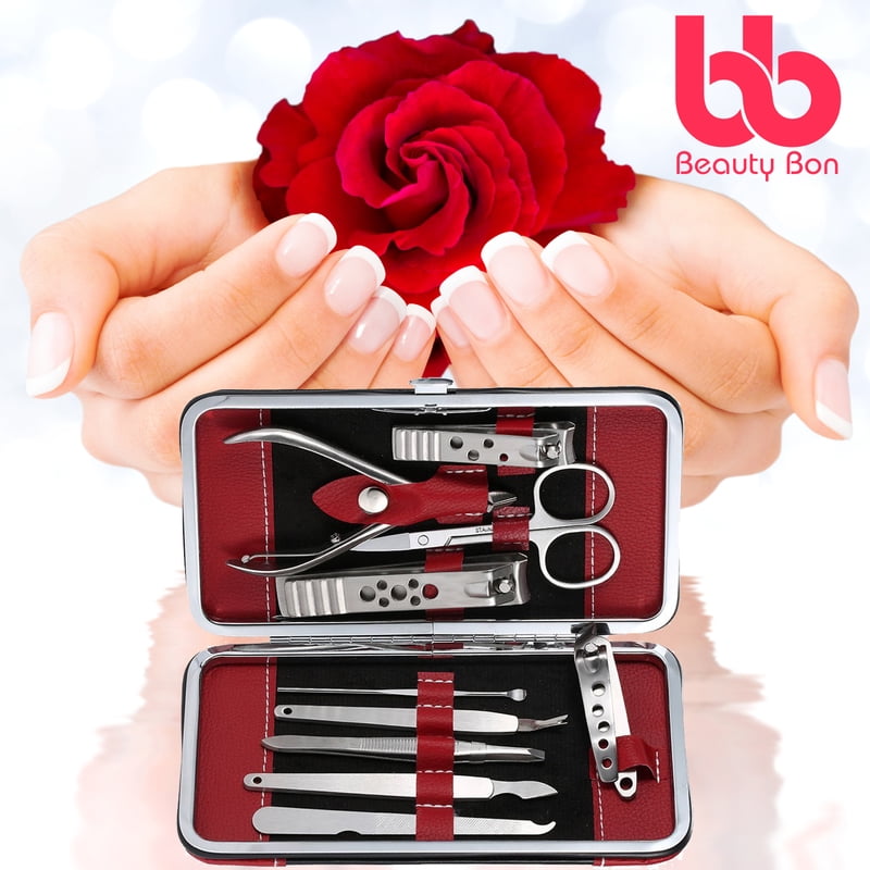 Manicure, Pedicure Kit, Nail Clippers Set of 10, Stainless Steel Manicure Tools Kit with Portable Travel Case, All in One Beauty Care Tools, By Beauty Bon Images Manicure, Pedicure Kit, Nail Clippers Set of 10, Stainless Steel Manicure Tools Kit with Portable Travel Case, All in One Beauty Care Tools, By Beauty Bon