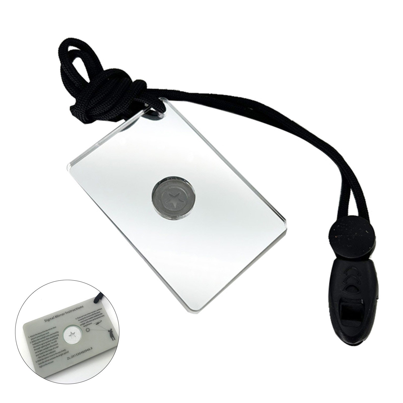 Miroir De Signalisation De Survie Avec Sifflet - 9cm X 5.8cm - Pour Randonnée