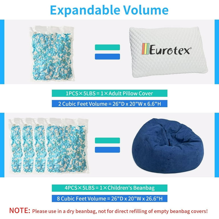 Xtreme Comforts 5 LBS Bean Bag Filler w/Shredded Memory Foam - Pillow  Stuffing