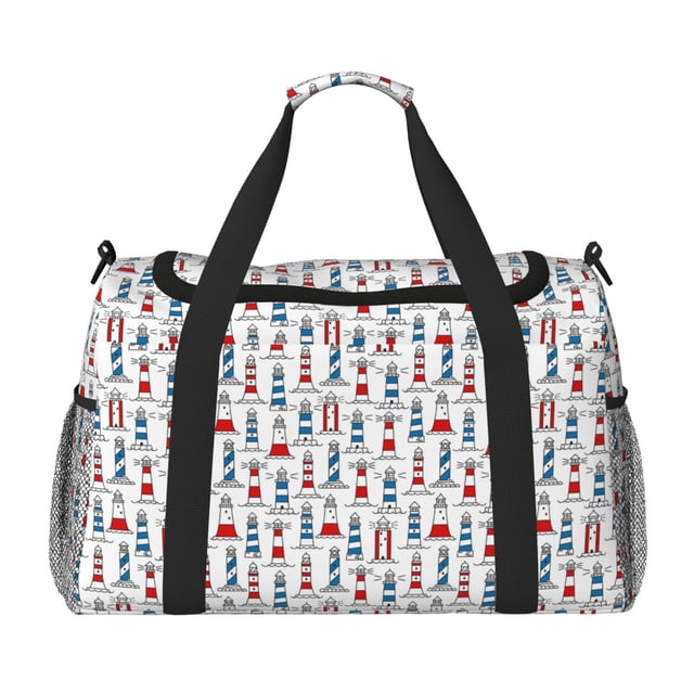 Balery Lighthouse And Beacon Bolsa de Gimnasio para Mujeres, Bolsa de Viaje con Bolsillo Húmedo, Bolsa de Fin de Semana para Mujeres, Bolsa de Viaje Resistente al Agua