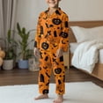 thumbnail image 5 of Yuyamidu Pumpkin Kids Pjs Sets Long Sleeve Lounge Wear 2 Pieces Bat Button Down Pajama Pants and Top with Pockets Fall Spring Winter Clothing Halloween Sleepwear 5-6 Years, Orange, 5 of 7