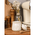 thumbnail image 5 of 10 Oz Honey Jar with Dipper and Lid, Ceramic Honey Pot With Bee, Vintage Kitchen Decor (Vintage White), 5 of 8