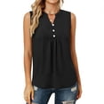 thumbnail image 6 of Womens Cotton Linen Tank Tops, Sleeveless Shirts for Women Summer Casual Vintage Solid Color Ruched Button Up V Neck Dressy Blouses, 6 of 6