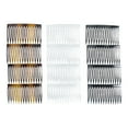 Scunci Plastic Side Hair Combs, Black, Clear, and Tortoise Shell, 12 Ct