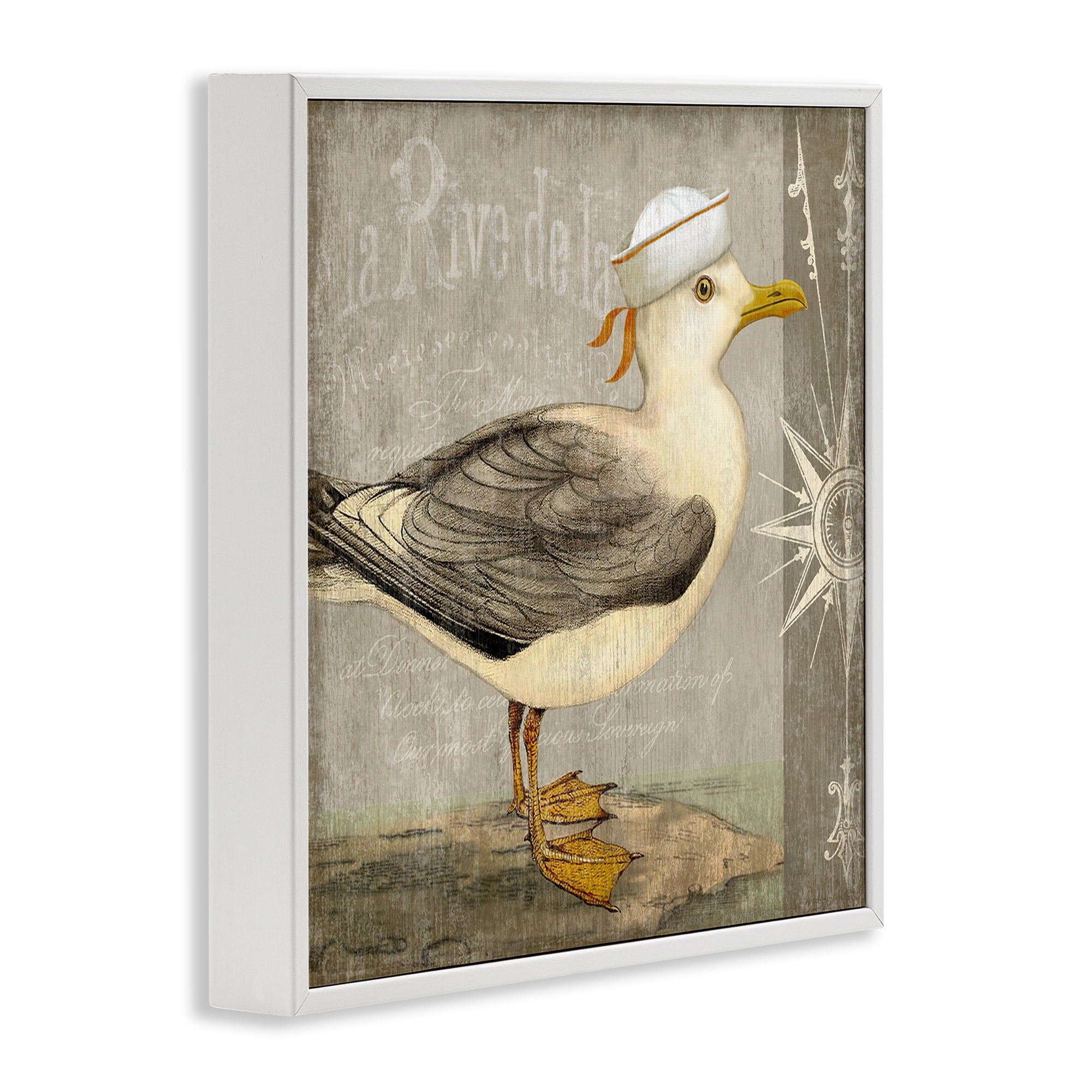 Stupell Industries Rustic Little Seagull White Framed Giclee Art, design by Suzanne Nicoll