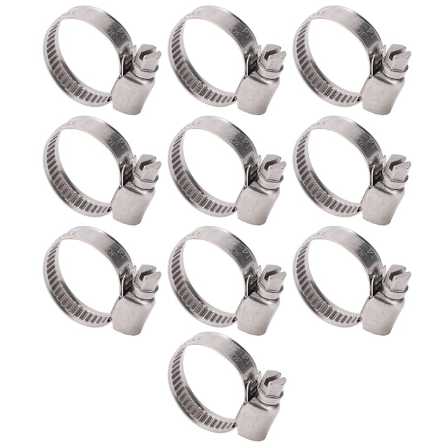 Clips de Tuyau, Conception Hexagonale 304 Acier Inoxydable Fente Interne Fixation Quincaillerie Collier de Serrage 10Pcs Excellente Exécution avec Trou pour Tuyaux