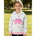 thumbnail image 2 of Little Hand Toddler Girl Zip Up Hoodie Cotton Long Sleeve Dinosaur Pattern Pocket 6T Pink Fall Winter, 2 of 8
