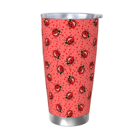 

KLL Ladybugs On Red Polka Dot Print 40oz Stainless Steel Insulated Car Cup with Spillproof Lid - Keep Your Drink Hot or Cold on the Go-Without Straw