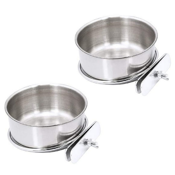 Automatic Feeders2Packs Parrot Stainless Steel Food Basin Large Medium And Small Bird Food Box Water Basin Food Bowl Food Cup Water Cup Troughsilver