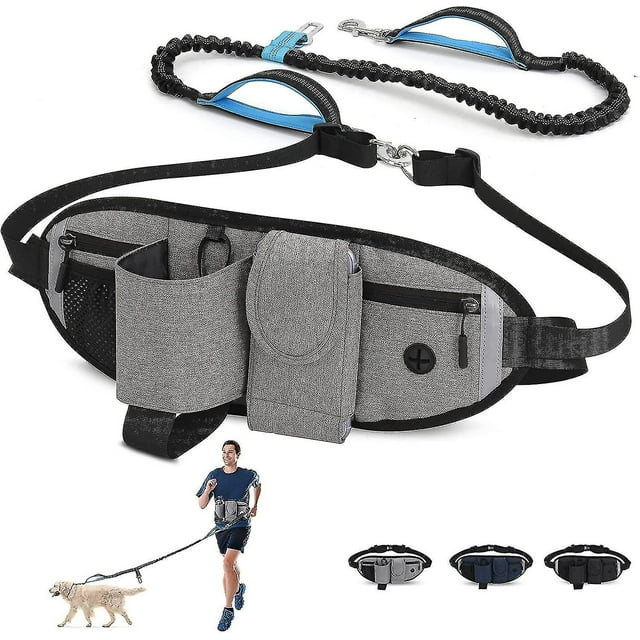 Hands Free Dog Leash For Dogs With Heavy-duty Traffic Handle, Retractable Dog Leash, Adjustable Waist Belt With Pouch