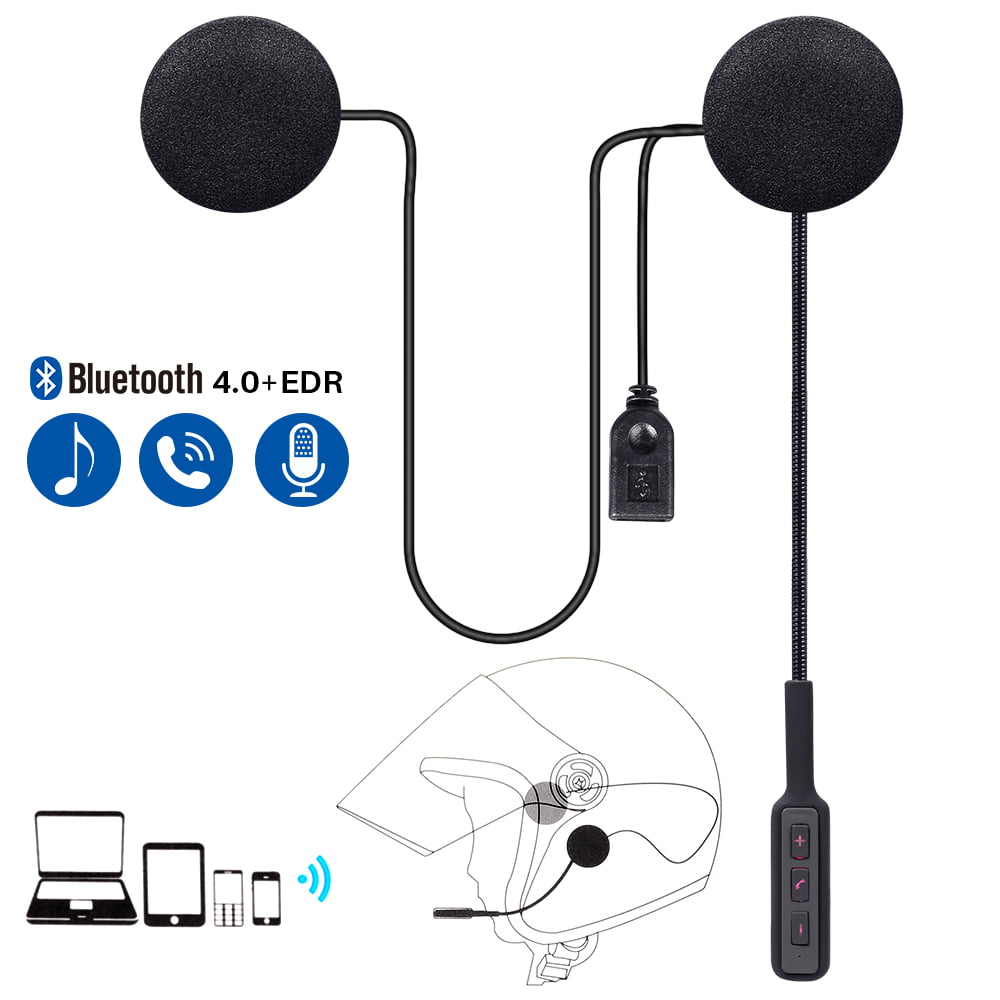 Motorcycle Helmet Headset Speakers Mic Bluetooth Handsfree Music Call Control US 