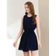 thumbnail image 2 of INSPIRE CHIC Vestido Sin Mangas Con Cuello Redondo, Plisado Y Con Cinturón, Vestido De Gasa Con Cinturón Azul marino L, 2 of 6