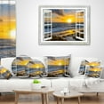 thumbnail image 4 of Designart Open Window to Bright Yellow Sunset - Modern Seascape Throw Pillow - 12x20, 4 of 5