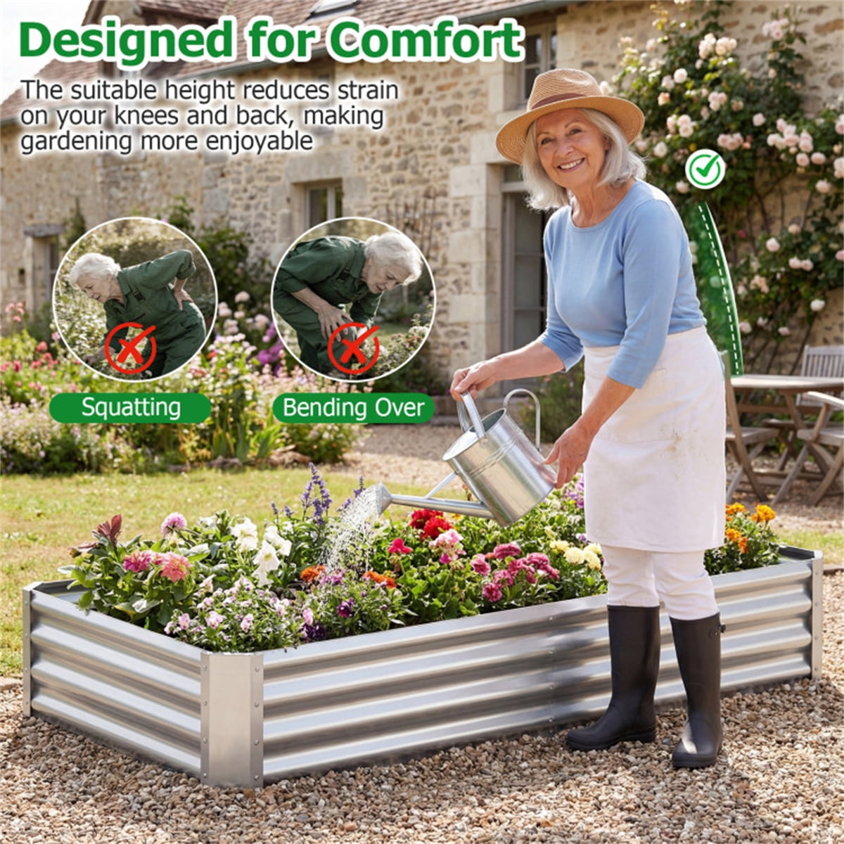 ZHICHUN  6x3x1 Ft Galvanized Steel Raised Garden Bed Silver Open Base Outdoor Planter Box For Vegetables Flowers Herbs