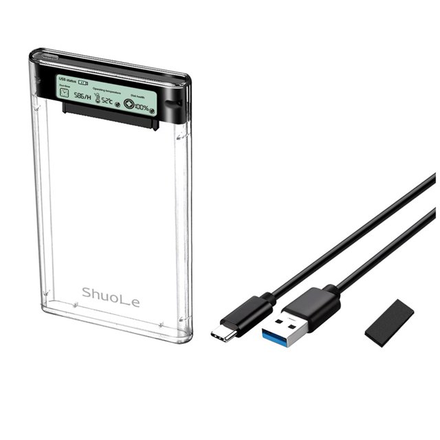 Carcasa para Disco Duro Externo USB 3,2, 5 Gbps, 2,5 Pulgadas, Carcasa para Disco Duro SSD Tipo C, Carcasa para Almacenamiento HDD SSD para Ordenador Portátil y PC