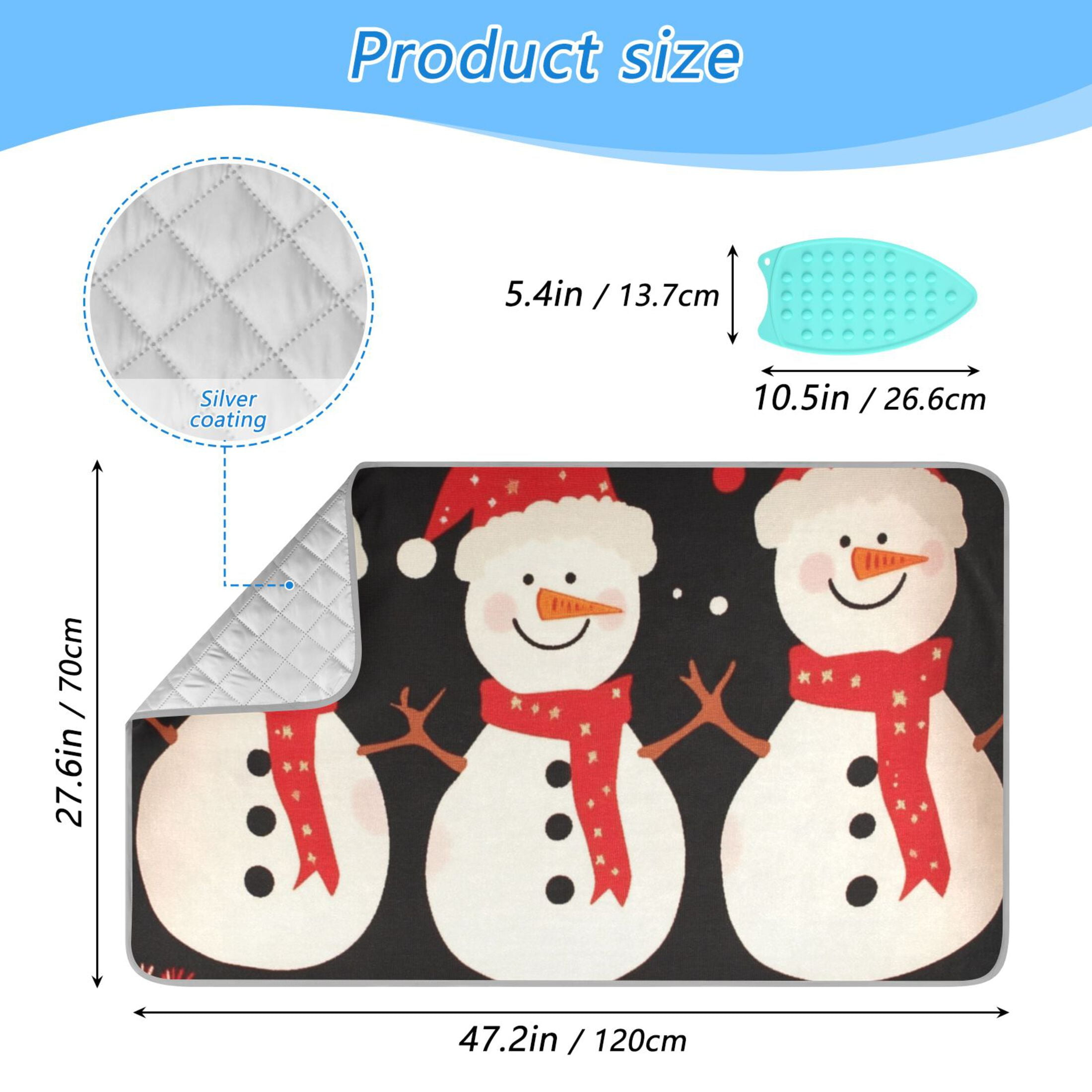 Three Cute Snowmen Ironing Mat Blanket for Table Top Travel Portable Ironing Board Pad 47.2x27.6 Inch