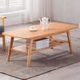 thumbnail image 4 of Pemberly Row Set of 2 Beige Linen Fabric Chair & Natural Light Oak Coffee Table, 4 of 6