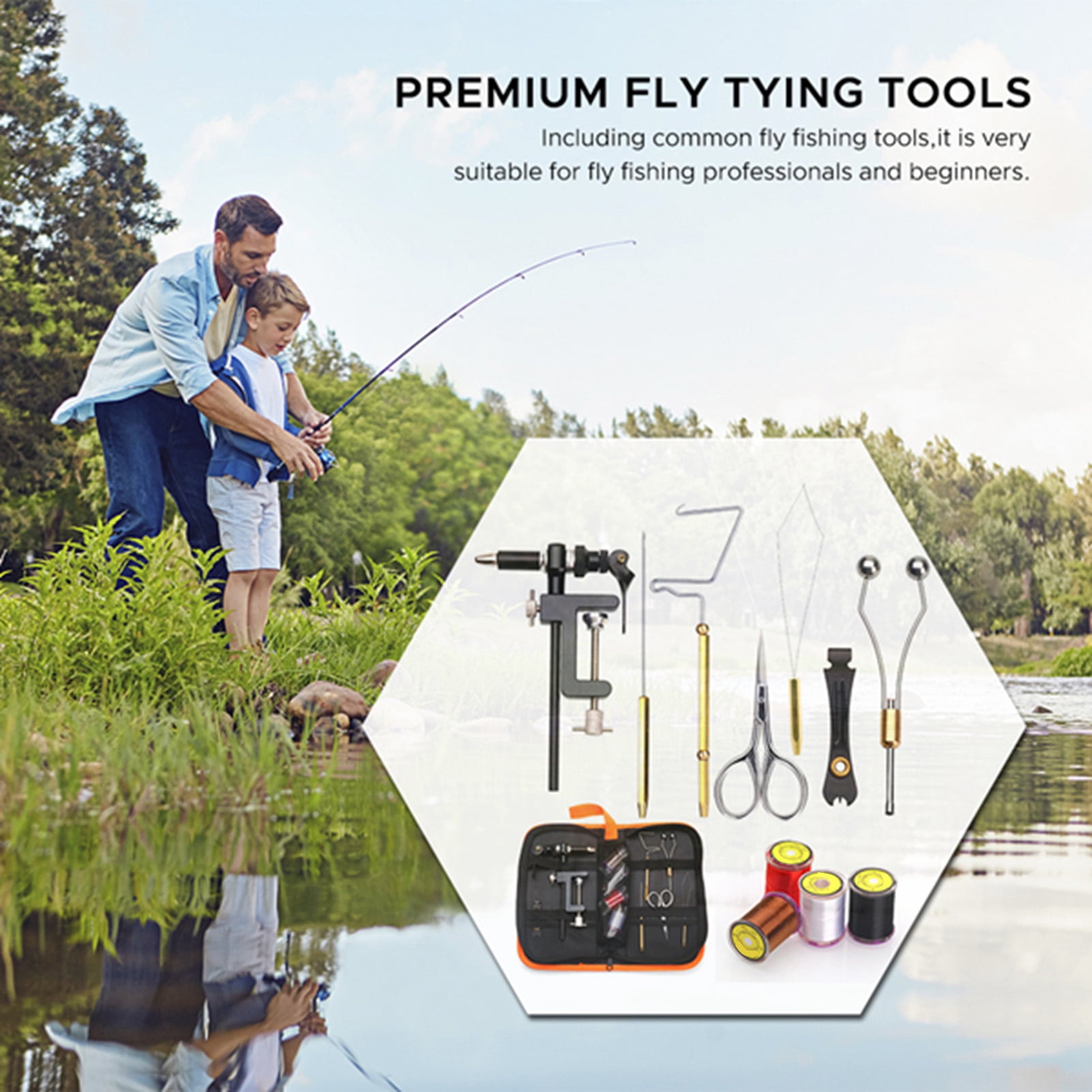 Sorven fly making kit for fly fishing Fishing Fly Tying Tools Kit with Fly Tying Threader Needle Whip Finisher Scissors Fly Tying Kits for Flying Fishing Professionals Beginners