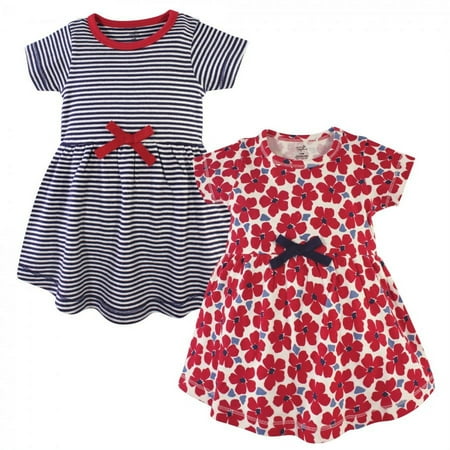 UPC: 0660168611007 | Touched by Nature Baby and Toddler Girl Organic Cotton Short-Sleeve Dresses 2pk Red Flowers 0-3 Months