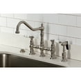 thumbnail image 2 of Kingston Brass KS3278BPLBS Bel-Air Two-Handle 4-Hole Deck Mount Bridge Kitchen Faucet with Brass Side Sprayer in Brushed Nickel, 2 of 8
